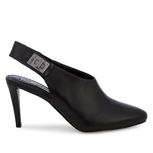 Karl Lagerfeld Paris Booties Leather Sling Back Black 6.5 B NIB